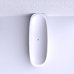 Bath in the corner of the bathroom.