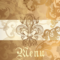 Menu design with heraldic elements