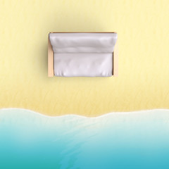 The sandy beach of the river, sea or ocean.