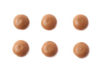 Toffee chewing candies isolated