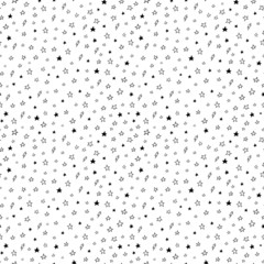 Hand drawn seamless doodle pattern of stars and lightnings
