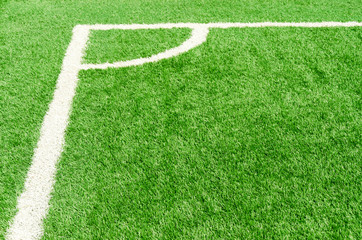 Obraz premium white corner field line on soccer field