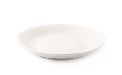 Small white ceramic plate isolated