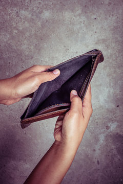 An empty wallet with filter effect retro vintage style