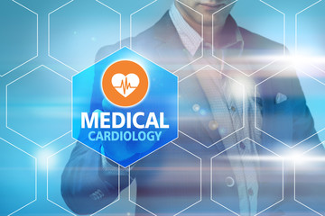 Fototapeta premium male doctor touching medical interface on modern technology