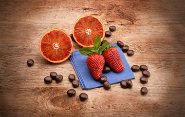 Oranges strawberries and chocolate