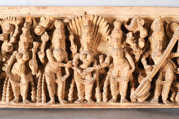 Antique indian wooden frieze