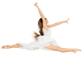 Fototapeta premium Young dancing girl isolated
