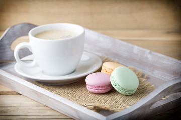 Coffee and macaroons.