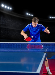 Table tennis player at sports hall