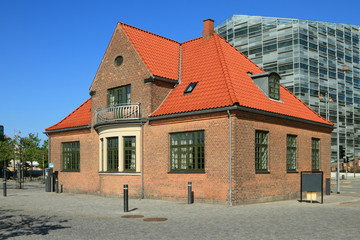 Brick house with tile roof. Copenhagen, Denmark
