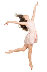 Young dancing girl isolated