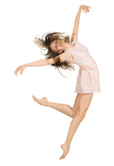 Fototapeta premium Young dancing girl isolated