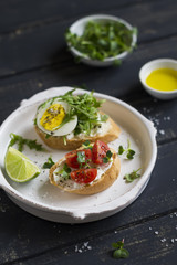 sandwiches with cheese, tomatoes and egg