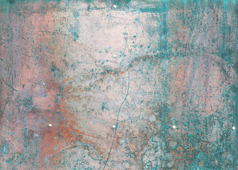 Fototapeta na wymiar scratched and rusty green metal surface