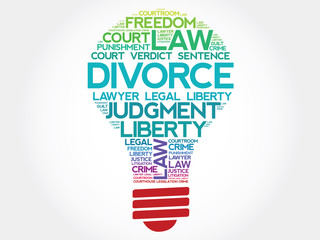 Divorce bulb word cloud concept