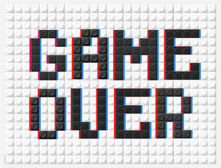 Banner game over  blocks, black letters on a white background