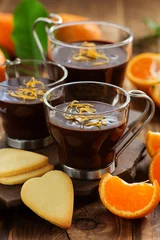 Rolgordijnen Chocolate dessert with oranges in a glass. © ld1976