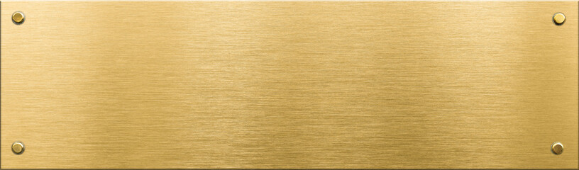 gold metal plaque or nameboard with rivets 