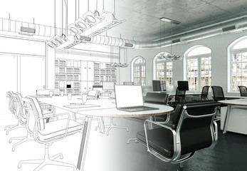 Entwurf modernes Büro im Loft