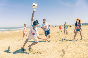 Football match on the beach