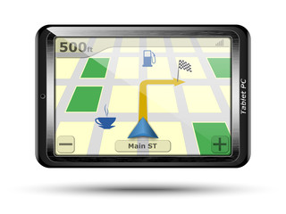 Tablet PC with GPS in original design. Vector