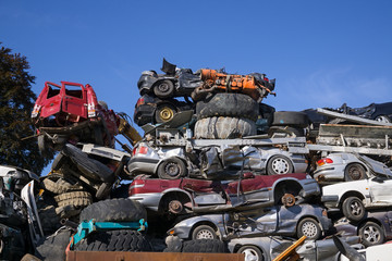 Scrap yard for obsolete motor cars.