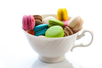 French macaroons. Coffee, chocolate, vanilla and raspberry macar