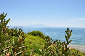 Fototapeta na wymiar Greek coast with Samothrace island in a view