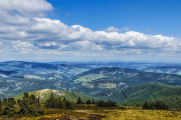 view from the mountains to the Czech countryside