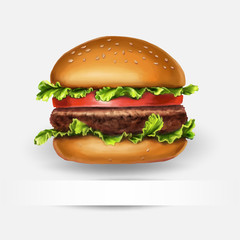 hamburger, vector, with space for text