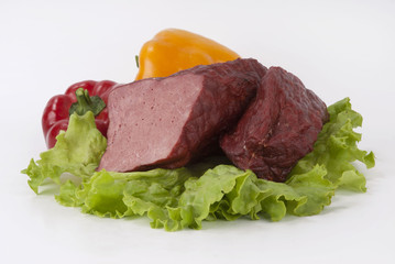 Composition of the smoked meat and vegetables.
