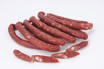 Composition of the smoked sausages and vegetables.
