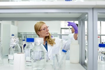 Fototapeta premium Laboratory scientist researching chemical compositions 