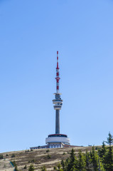 Fototapeta premium view on top of a television transmitter Praded