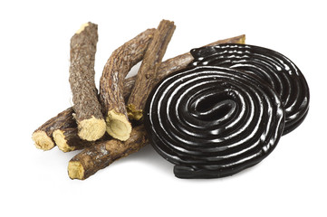 Licorice roots and licorice black on the white - 83379996
