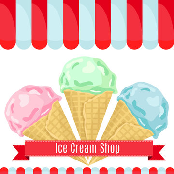 Ice cream shop vector set