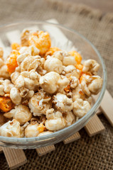 a lot of golden caramel corn close up