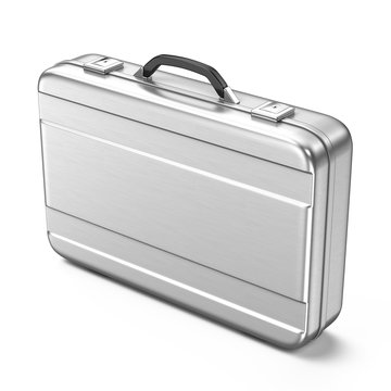 Metallic suitcase isolated on white background - 3d render