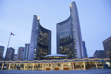 city hall and Nathan Phillips Square in Toronto