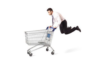 Businessman with shopping cart