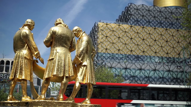 Statue of early industrialists in Birmingham.