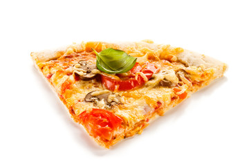 Piece of pizza on white background 