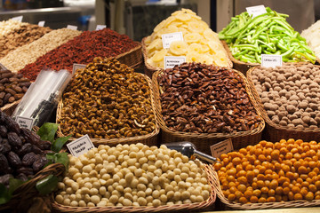 Nuts and almonds in the market