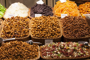 Nuts and almonds in the market