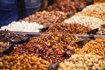 Nuts and almonds in the market