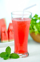 Juicy watermelon on table close-up