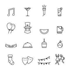 Party line icons set for design