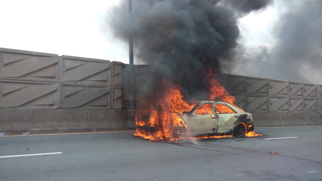 Automobile car on fire