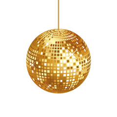 Sparkling gold disco ball isolated